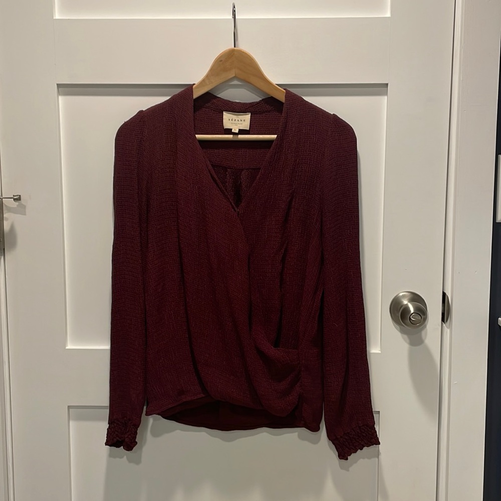 Sezane Abelia Blouse in Wine